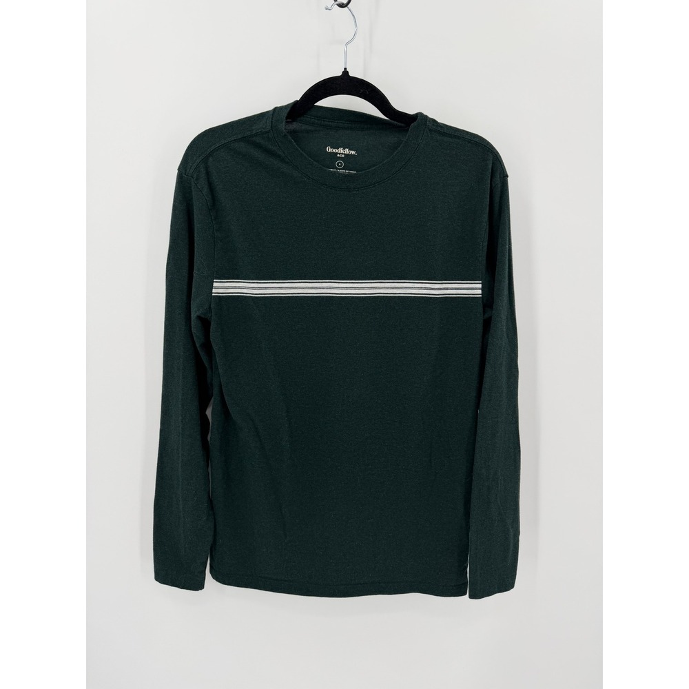 Goodfellow & Co Long Sleeve T-Shirt Mens Small Green Good Striped Crew Neck